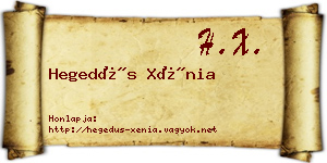 Hegedűs Xénia névjegykártya